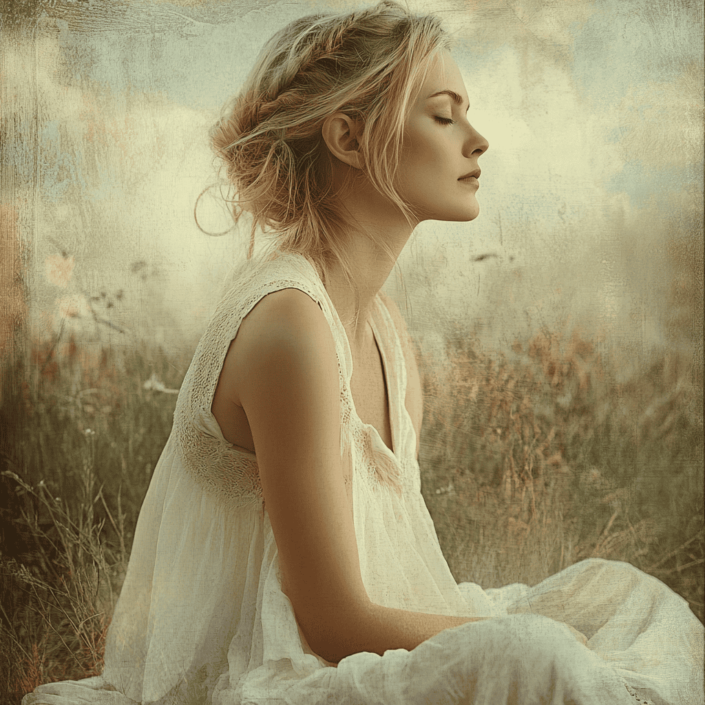 a beautiful young woman in her 30s, in a serene urban setting, reflecting mental wellness and resilience;